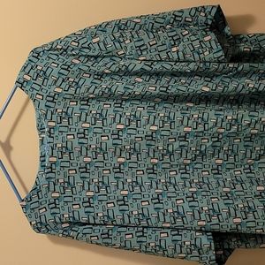 5X box pattern turquoise- black&white boxes/slightly darker dots great condition